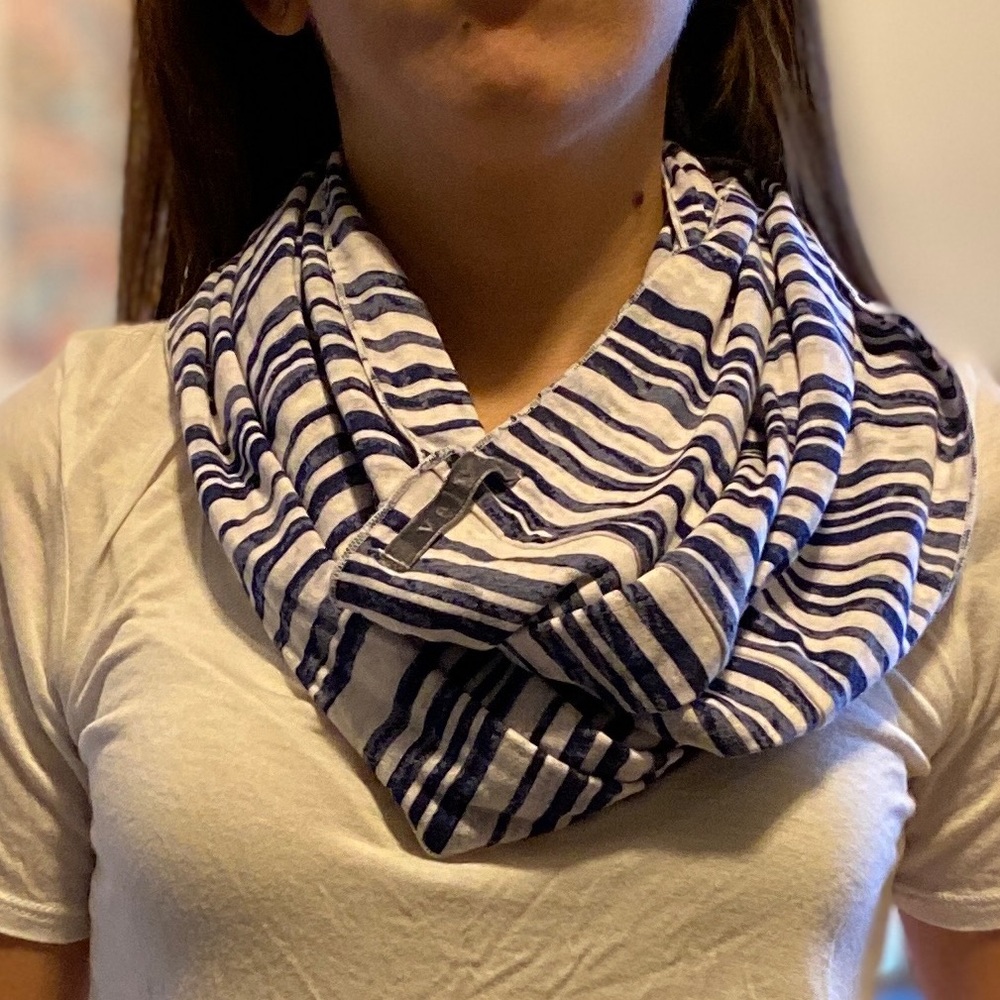 Blue/White Stripe Cotton Infinity Scarf
